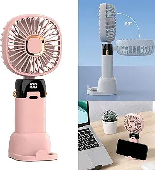 Foldable Rechargeable Neck Fan With Phone Stand