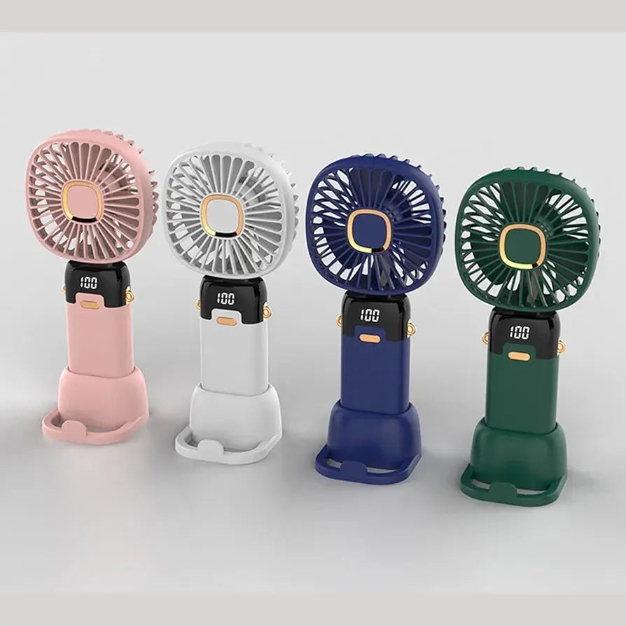 Foldable Rechargeable Neck Fan With Phone Stand