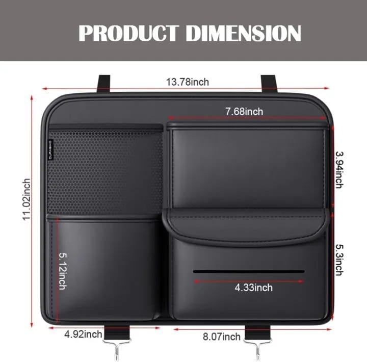 Premium Leather Car seat Organizer. Storage Box, Tissue Box and Cup Holder