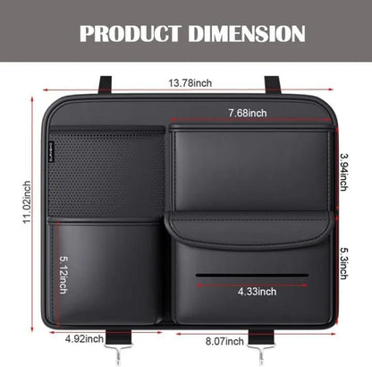 Premium Leather Car seat Organizer. Storage Box, Tissue Box and Cup Holder