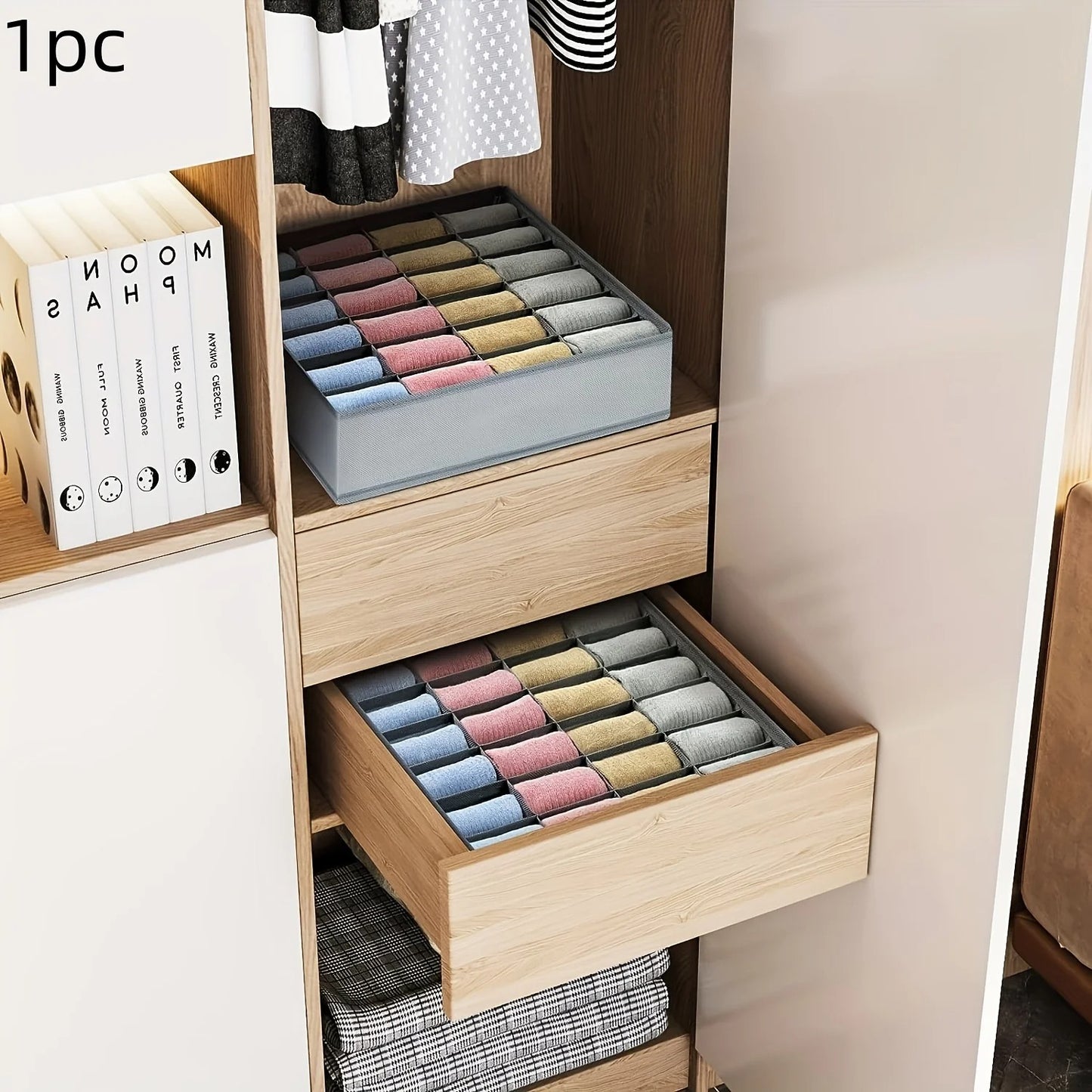 Foldable 24 Cell Underwear And Sock Organizer