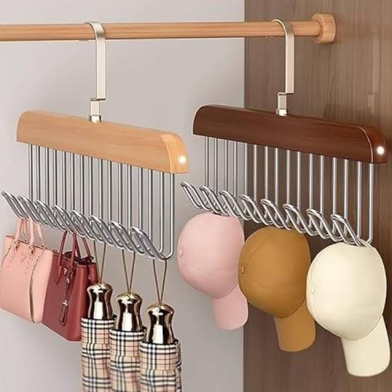 Rotating Wooden Accessory Hanger Organizer